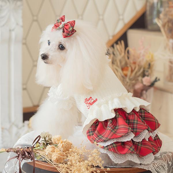 犬用品 犬服 PPクローゼット チェック柄 フリルワンピース貴重43