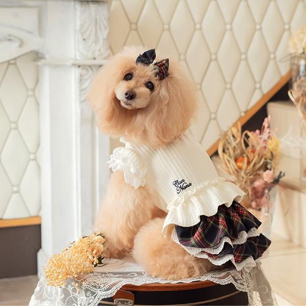 CanNana 犬 犬服 秋冬 ドックウェア ワンピース タータンチェック