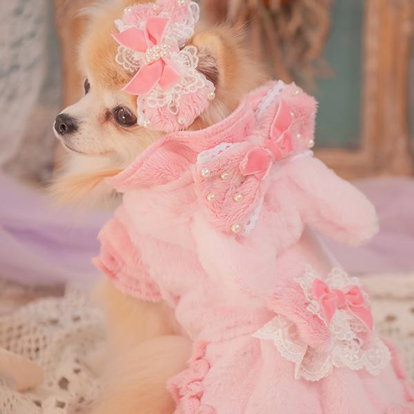 ハンドメイド　犬服 暖か❗キュートなピンクチェックフリルワンピース CanNana 犬 犬服 冬服 防寒 暖かい ドックウェア ワンピース かわいい