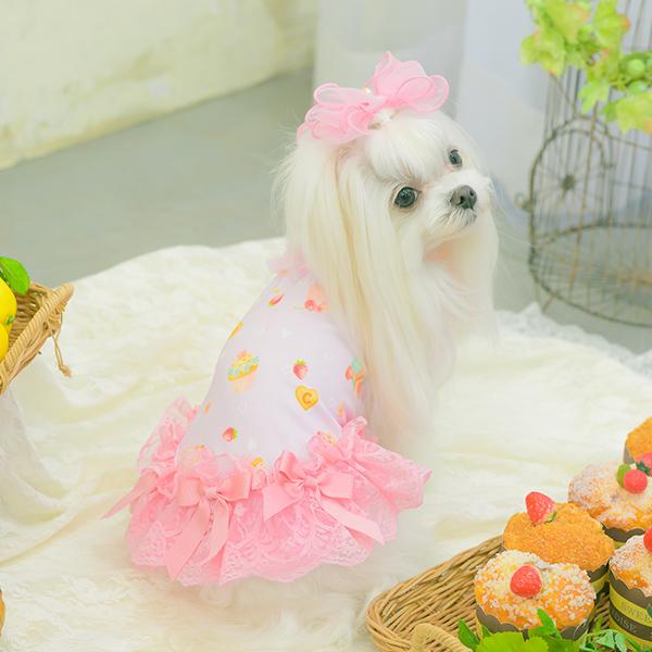 CanNana 犬服 春 夏 ワンピース COOL素材 レース チュール フリル 小型