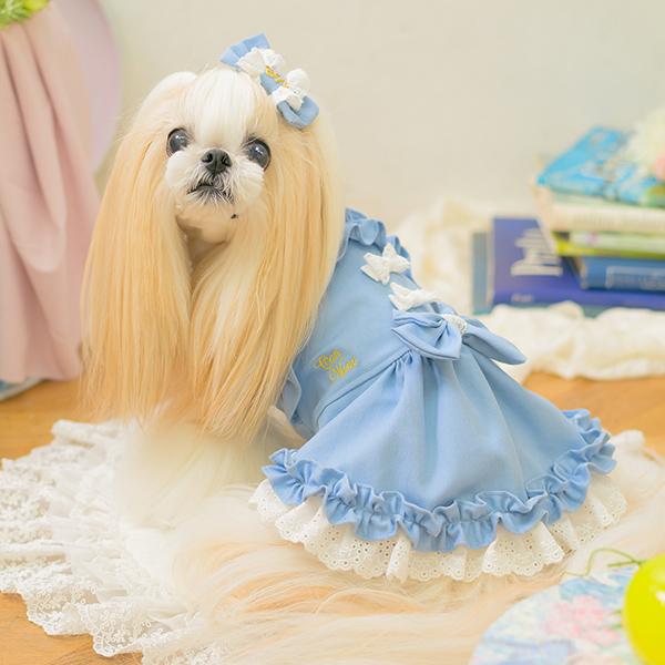 CanNana 犬服 春 ワンピース デニム キャミワンピ レイヤード 小型犬