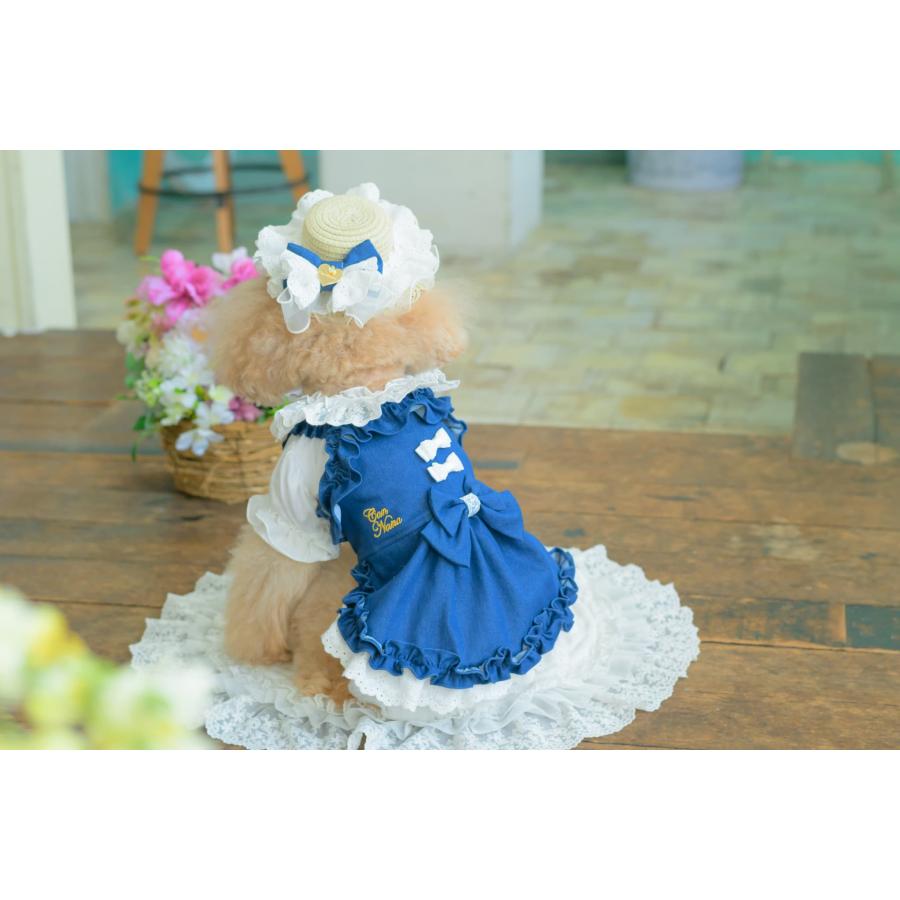 CanNana 犬服 春 ワンピース デニム キャミワンピ レイヤード 小型犬