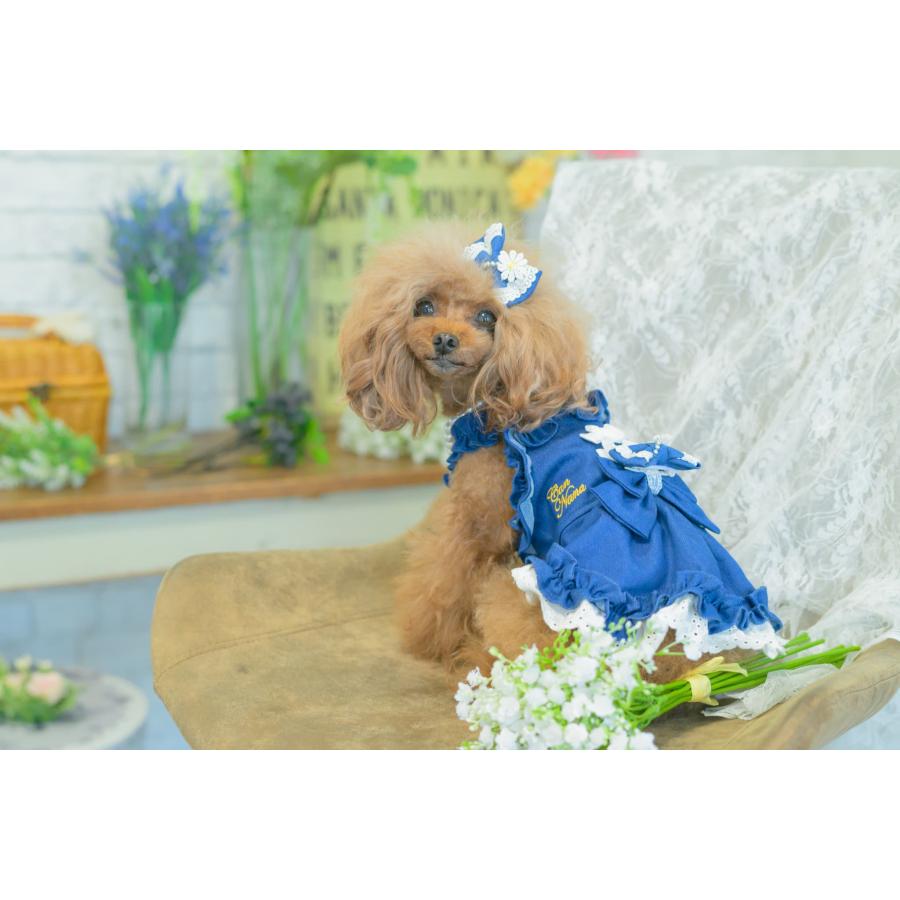 ハンドメイド犬服・デニム風ギャザーたっぷりワンピース 楽天市場】犬服 デニム ワンピース ハーネス 胴輪 けん引 リード付き D