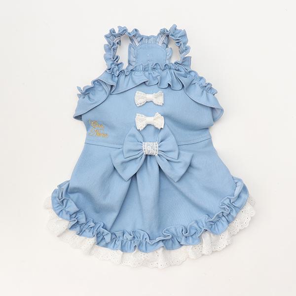 CanNana 犬服 春 ワンピース デニム キャミワンピ レイヤード 小型犬