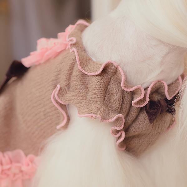 犬 犬服 秋冬服 ドックウェア ワンピース ニット かわいい フリフリ 小型犬 ブランド きゃんナナ 1196 | CanNana | 18