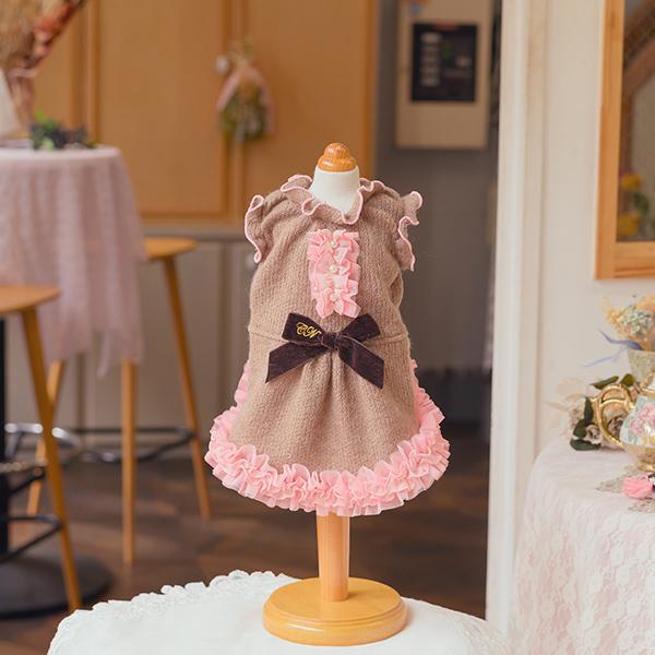 犬 犬服 秋冬服 ドックウェア ワンピース ニット かわいい フリフリ 小型犬 ブランド きゃんナナ 1196 | CanNana | 19