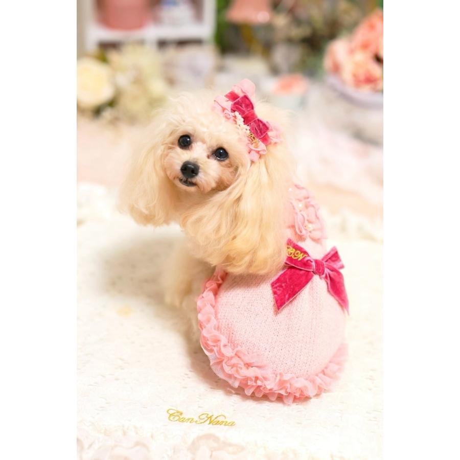 犬 犬服 秋冬服 ドックウェア ワンピース ニット かわいい フリフリ 小型犬 ブランド きゃんナナ 1196 | CanNana | 04