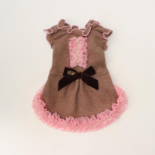 犬 犬服 秋冬服 ドックウェア ワンピース ニット かわいい フリフリ 小型犬 ブランド きゃんナナ 1196 | CanNana | 09