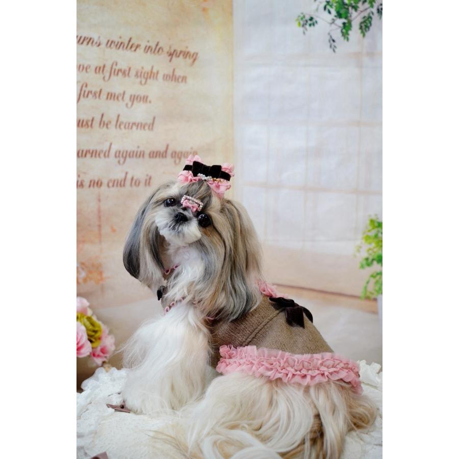 犬 犬服 秋冬服 ドックウェア ワンピース ニット かわいい フリフリ 小型犬 ブランド きゃんナナ 1196 | CanNana | 06