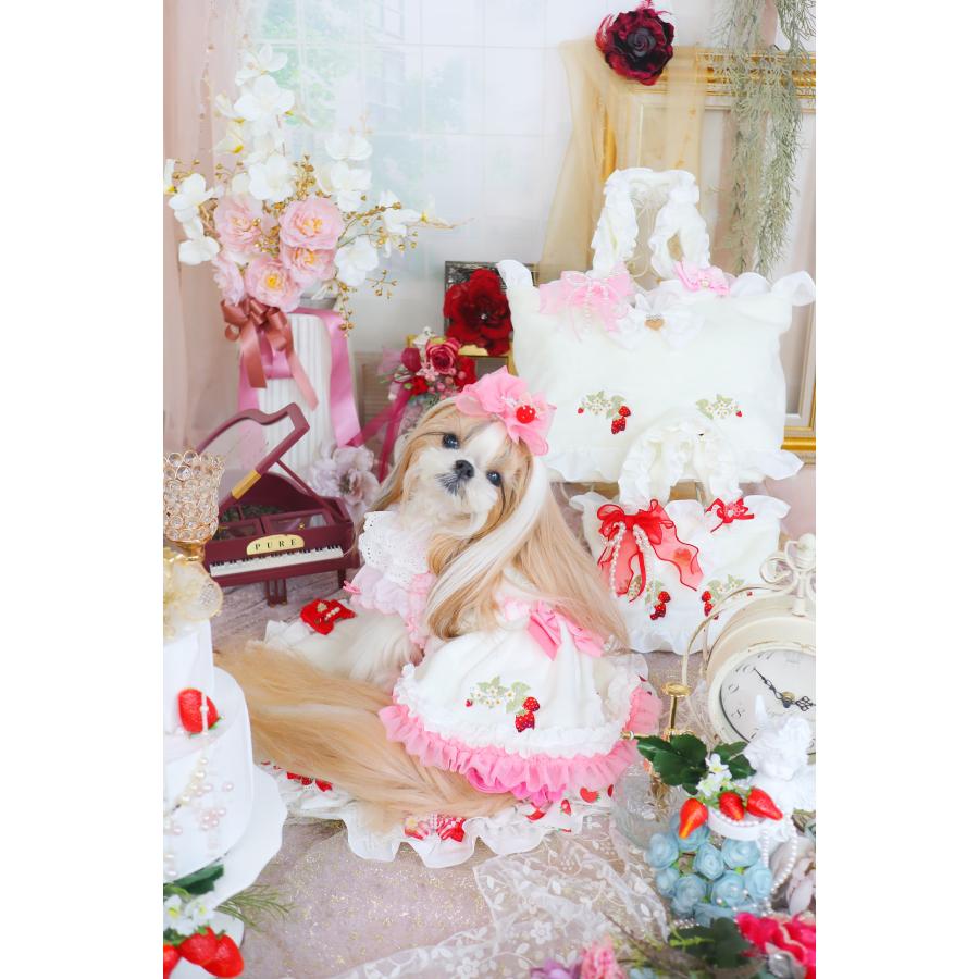 犬 犬服 秋冬服 ドックウェア ワンピース いちご かわいい フリフリ 小型犬 ブランド きゃんナナ 1199 | CanNana | 02