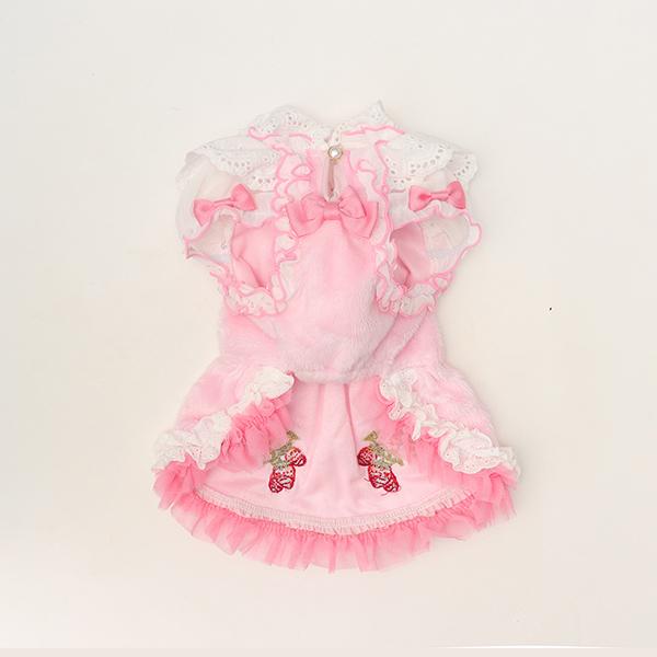 犬 犬服 秋冬服 ドックウェア ワンピース いちご かわいい フリフリ 小型犬 ブランド きゃんナナ 1199 | CanNana | 11