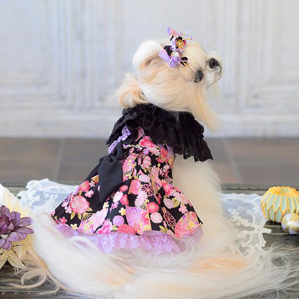 CanNana 犬 犬服 ケープ ドレス カラー ファー 秋冬 かわいい フリフリ
