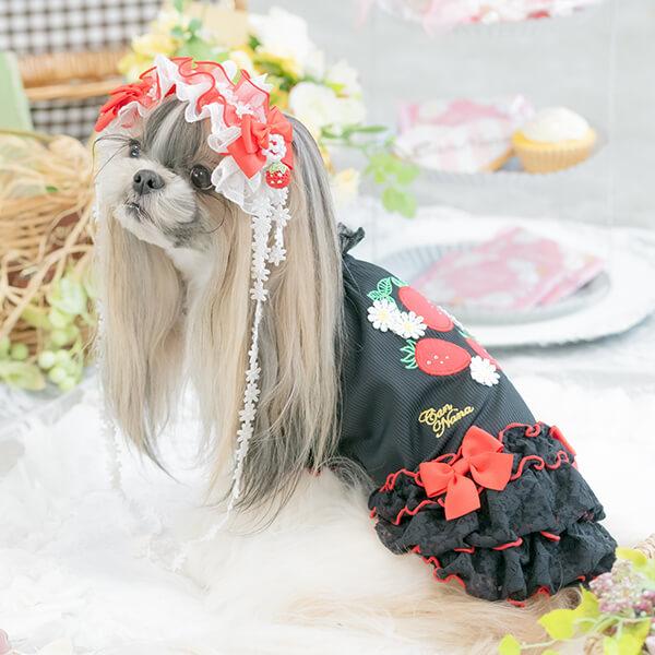 CanNana ヘッドドレス レッド アクセサリー いちご 髪飾り リボン