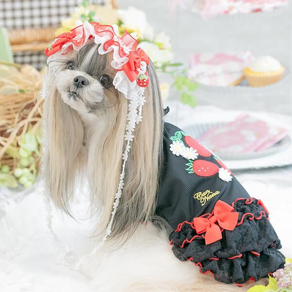 CanNana ヘッドドレス レッド アクセサリー いちご 髪飾り リボン