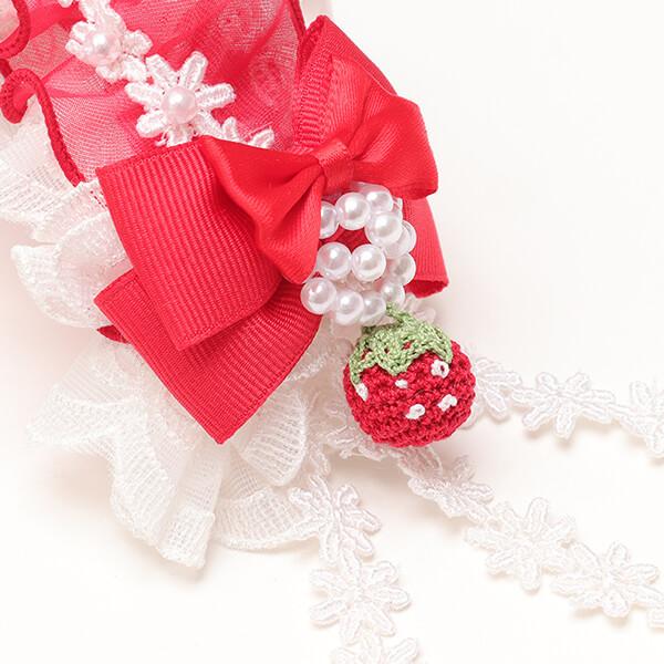 CanNana ヘッドドレス レッド アクセサリー いちご 髪飾り リボン