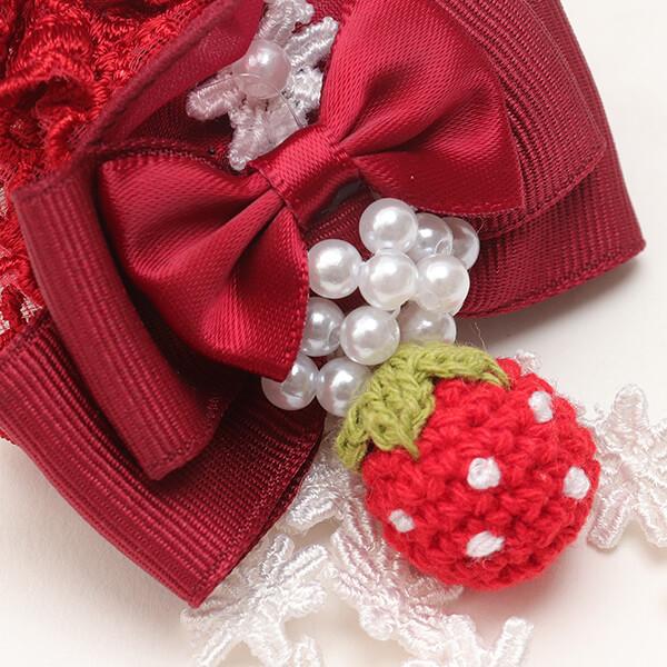 CanNana 犬 ヘッドドレス いちご アクセサリー リボン アクセ