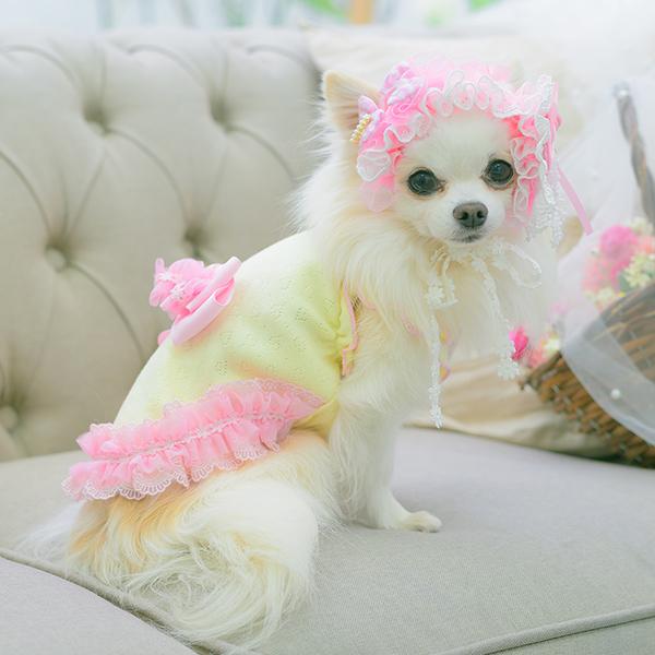 CanNana 犬 アクセサリー ヘッドドレス ハート ギンガム プリンセス