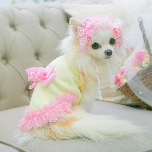 CanNana 犬 アクセサリー ヘッドドレス ハート ギンガム プリンセス