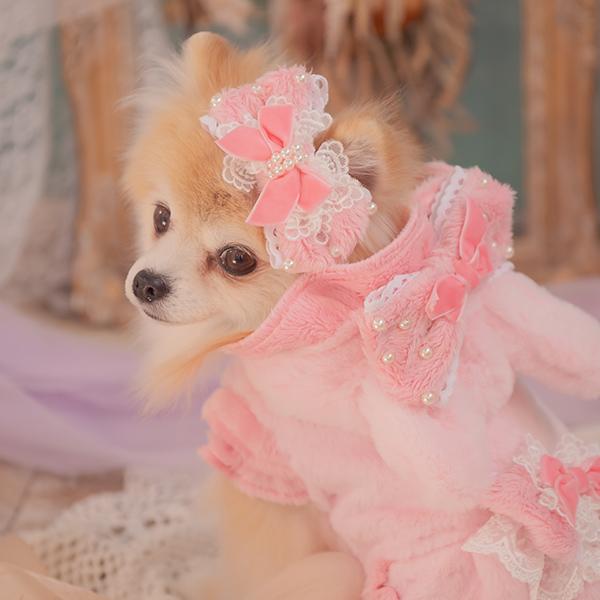 CanNana 犬 バレッタ アクセサリー リボン アクセ 秋冬 ギフト