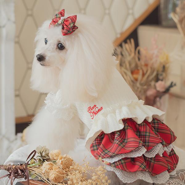 CanNana 犬 バレッタ アクセサリー リボン アクセ 秋冬 タータン