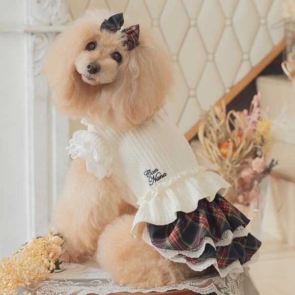 CanNana 犬 バレッタ アクセサリー リボン アクセ 秋冬 タータン