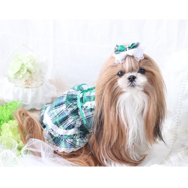 CanNana 犬 服 犬服 ワンピース 春夏 タータンチェック リボン レース
