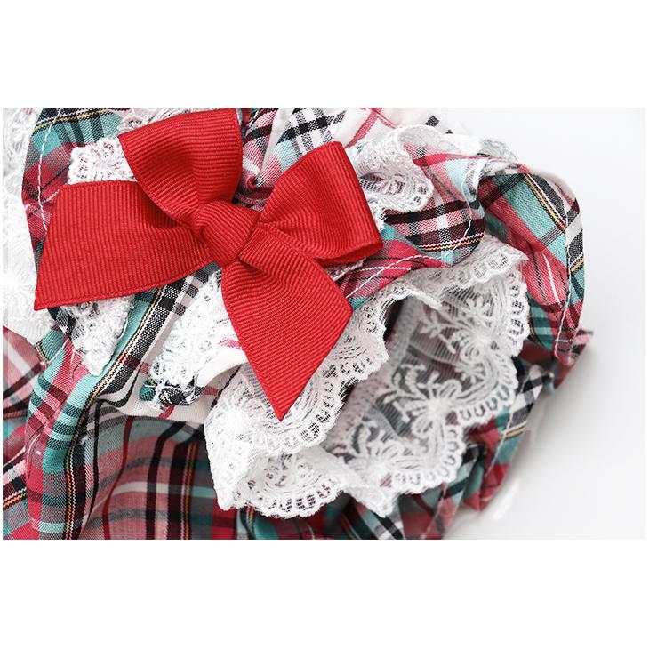 CanNana 犬 服 犬服 ワンピース 春夏 タータンチェック リボン レース