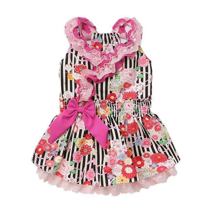 CanNana 犬 服 犬服 小型犬 夏 和ロリワンピース 和柄 ストライプ