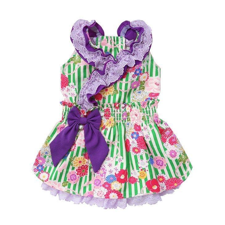 CanNana 犬 服 犬服 小型犬 夏 和ロリワンピース 和柄 ストライプ