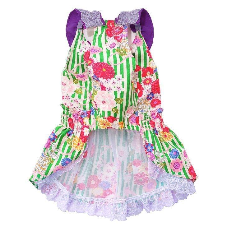 CanNana 犬 服 犬服 小型犬 夏 和ロリワンピース 和柄 ストライプ