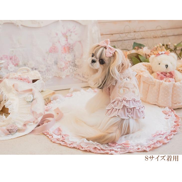 CanNana 犬 服 犬服 秋冬 アップリケニットワンピース くま ベア