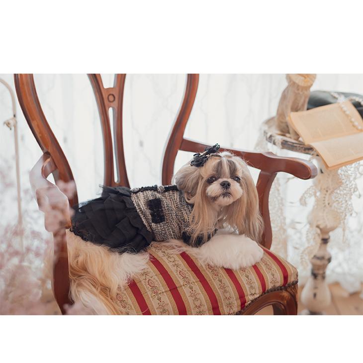 CanNana 犬 服 犬服 ワンピース ツイード チュール エレガント レース