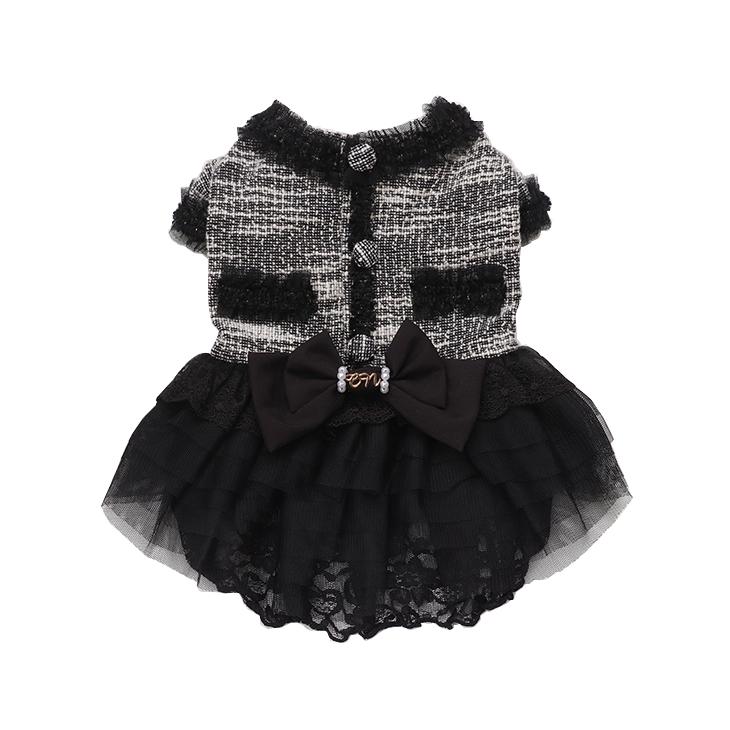 CanNana 犬 服 犬服 ワンピース ツイード チュール エレガント レース