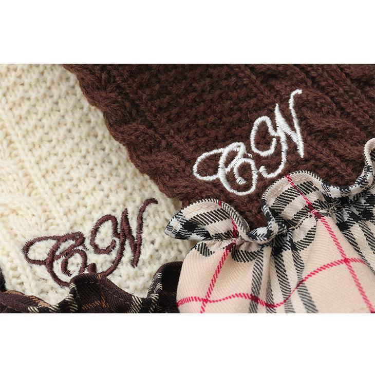 CanNana 犬 服 犬服 ワンピース チェック ニット 秋冬 トラッド 犬の服