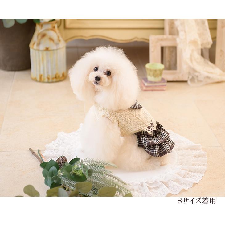CanNana 犬 服 犬服 ワンピース チェック ニット 秋冬 トラッド 犬の服