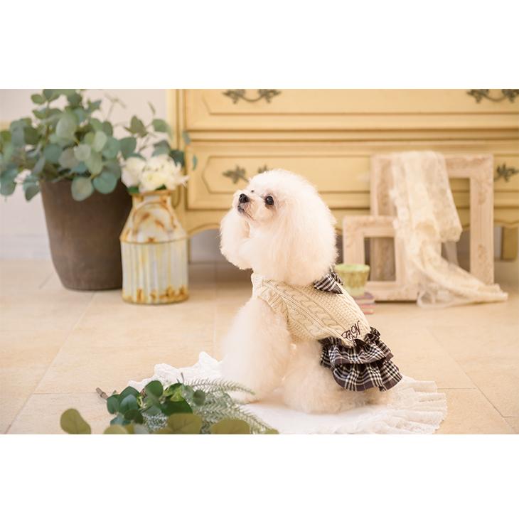 CanNana 犬 服 犬服 ワンピース チェック ニット 秋冬 トラッド 犬の服