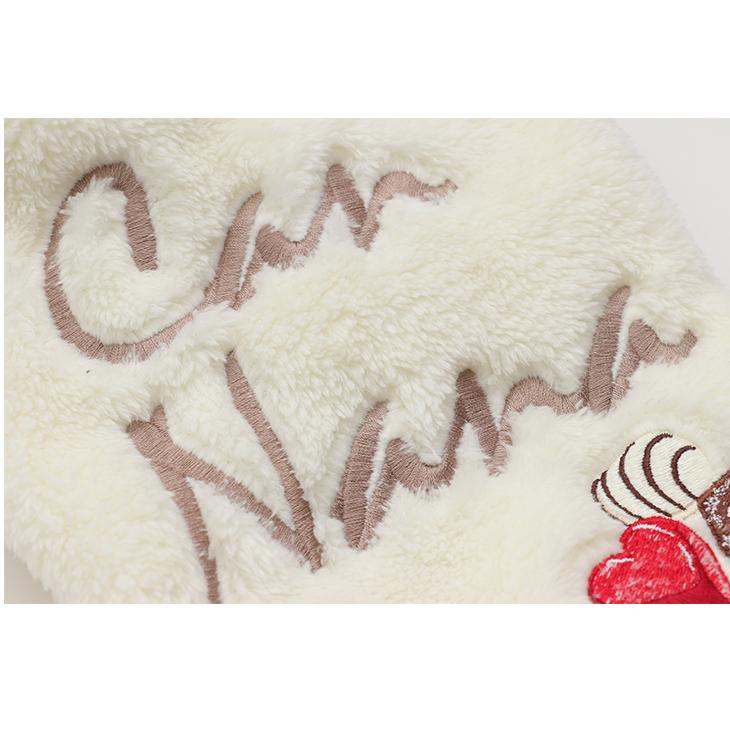 CanNana 犬 服 犬服 秋冬 ショコラ刺繍入りふわもこボアジャケット