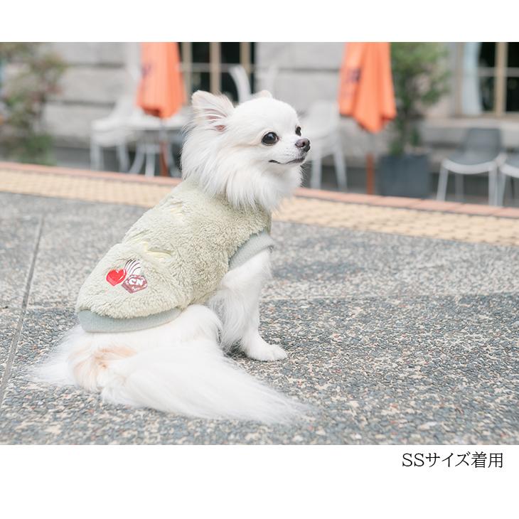 CanNana 犬 服 犬服 秋冬 ショコラ刺繍入りふわもこボアジャケット