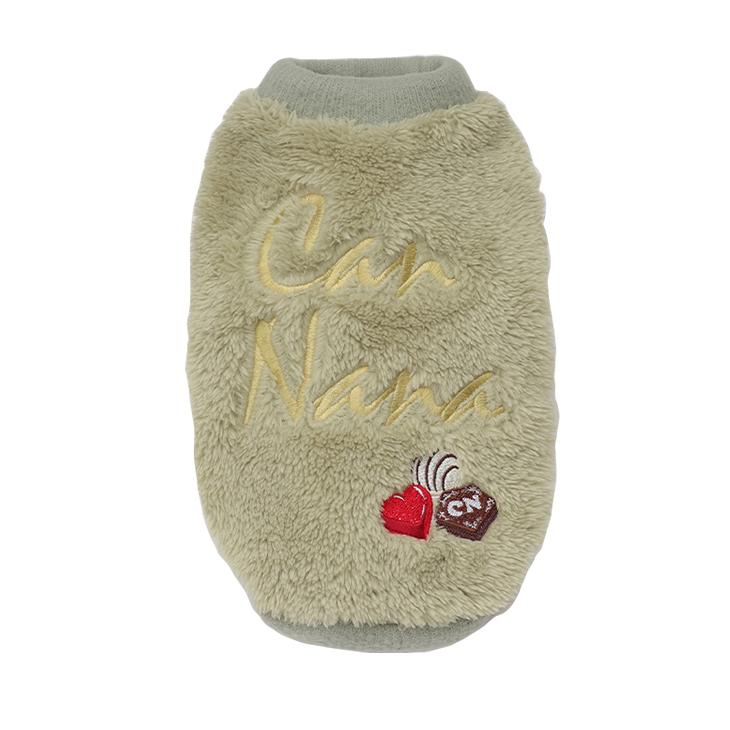 CanNana 犬 服 犬服 秋冬 ショコラ刺繍入りふわもこボアジャケット