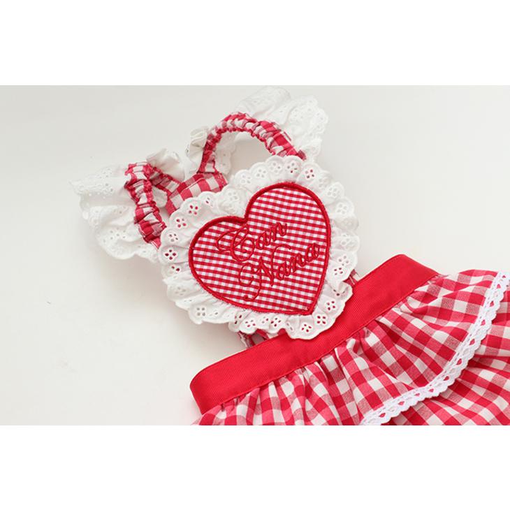CanNana 犬 服 犬服 春夏 ギンガムチェック エプロンワンピース ハート