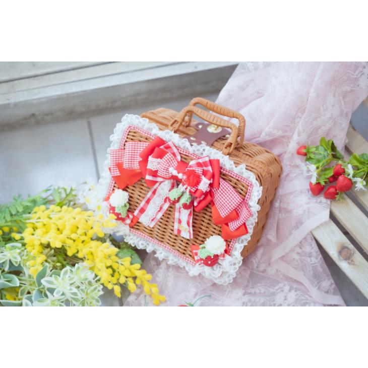 CanNana 犬 服 犬 春夏 カゴ いちご バスケット インテリア 撮影グッズ