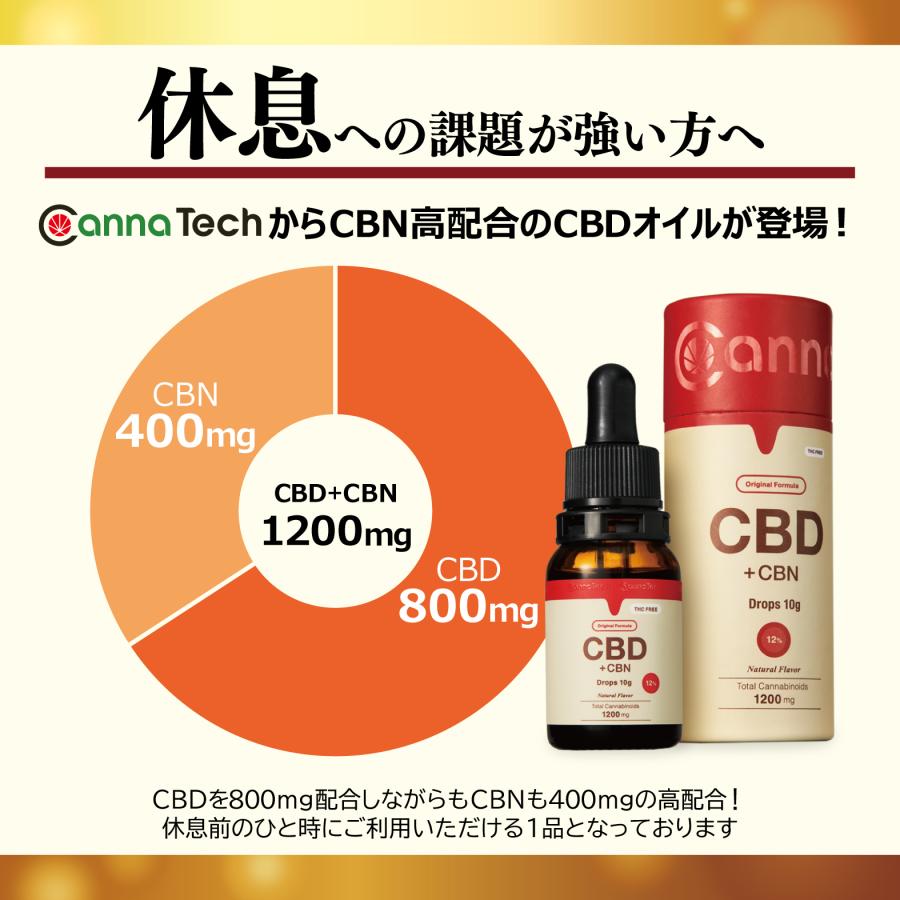 CBN オイル CBD 配合 12% 1200mg CBD 800mg CBN 400mg CBD新ブロードスペクトラム 高濃度 CannaTech 内容量10g 日本製｜cannatech｜04
