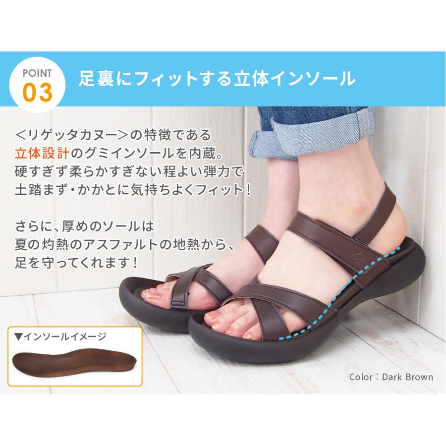 リゲッタ カヌー サンダル レディース バックストラップ ぺたんこ フラット 歩きやすい 履きやすい 痛くない 日本製 CJFD5326aの画像