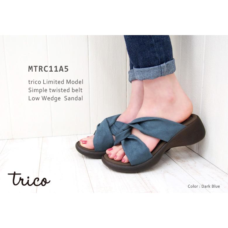 サンダル レディース リボン風 ねじれ スエード調 ウェッジ