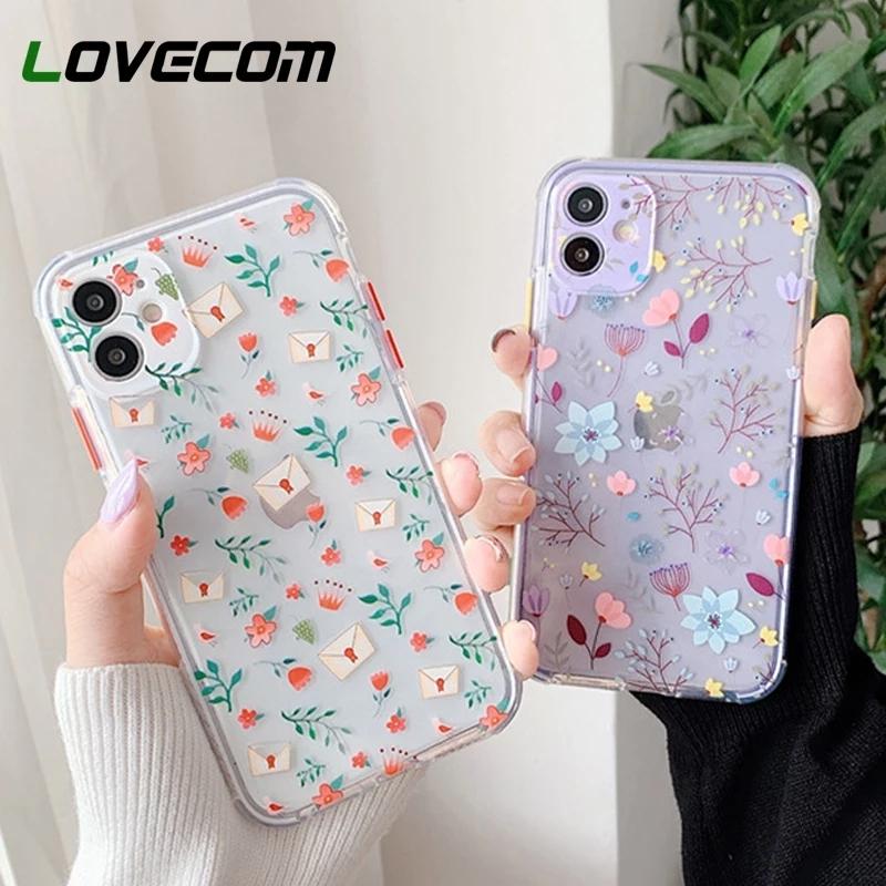iPhone12 iPhone11 ケース 花柄 透明 シンプル リンゴ 可愛い