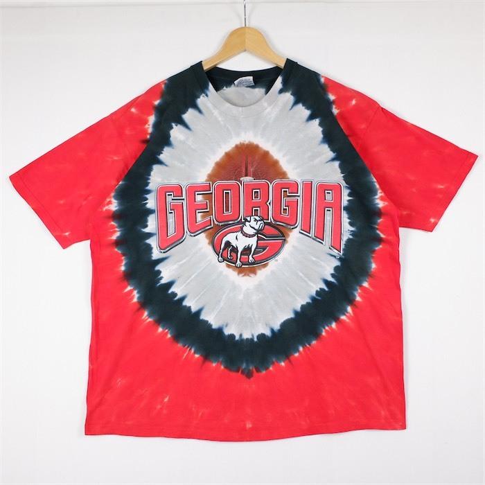 LIQUID BLUE クルーネック タイダイ 半袖プリントTシャツ メンズUS-XLサイズ NCAA Georgia Bulldogs グレー レッド系 as-0210n｜canopus-web-shop｜02