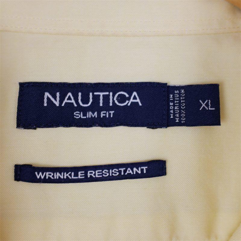 00's Nautica ノーティカ 長袖ボタンダウンシャツ メンズUS-XLサイズ 無地 イエロー系 オールド XL as-0257n｜canopus-web-shop｜05