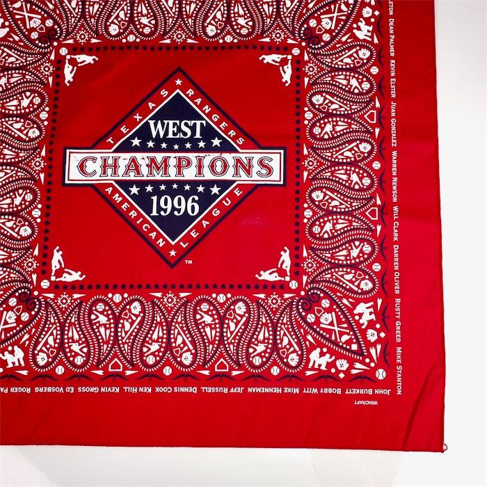デッドストック品 90's USA製 ビンテージバンダナ MLB TEXAS RANGERS