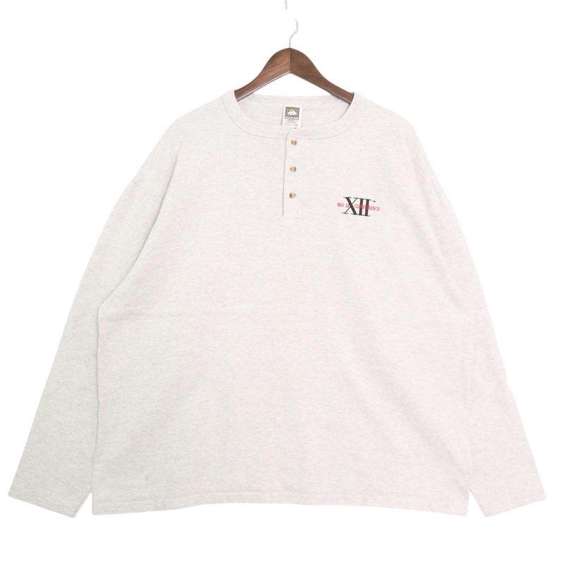 90's USA製 COTTON DELUXE ヘンリーネック ロングスリーブTシャツ 胸