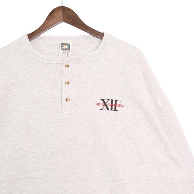 90's USA製 COTTON DELUXE ヘンリーネック ロングスリーブTシャツ 胸